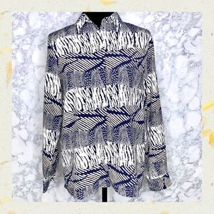 Alfred Dunner 90s Animal Print Multi Color Button Up Blouse Women’s 10